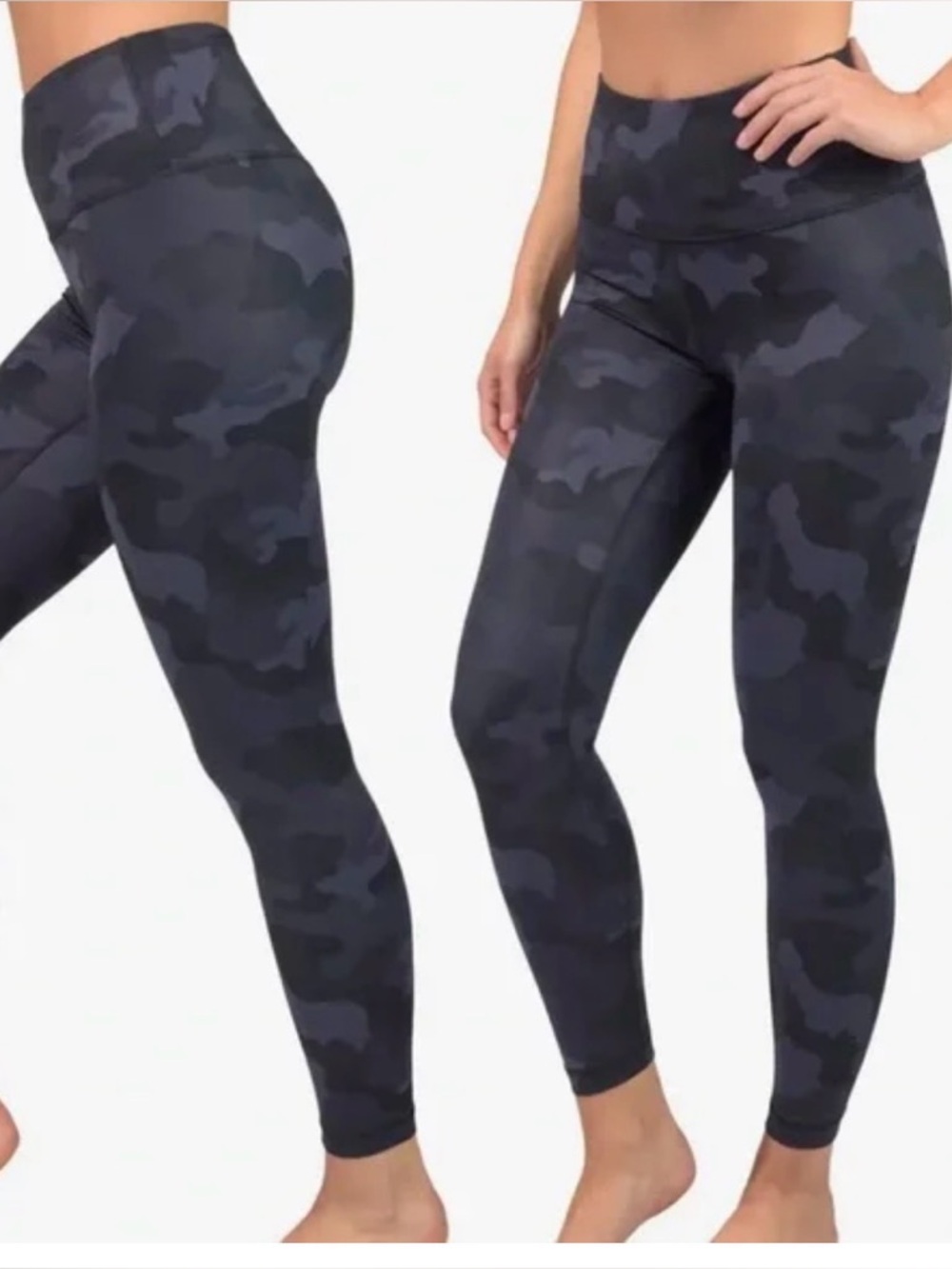 90 Degree By Reflex Black & Charcoal Camo High-Rise Workout Leggings